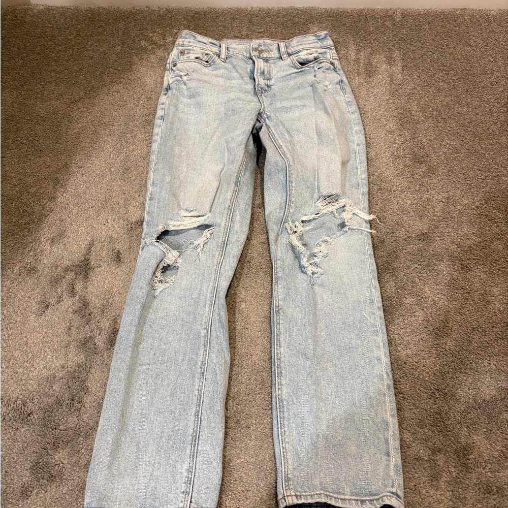 American Eagle Light Blue Distressed Women Jeans, Size 0